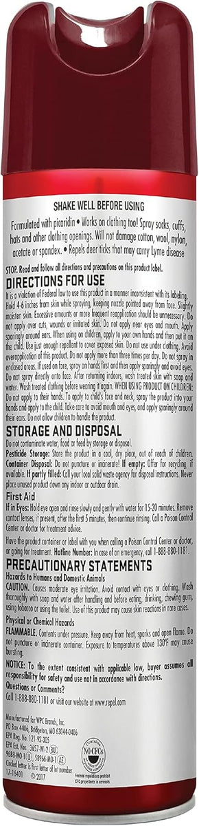 Repel Tick Defense Spray 15% Picaridin – 6.5oz Aerosol (2-Pack)
