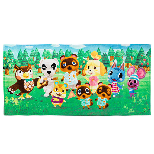 Animal Crossing Kids Super Soft Cotton Beach and Bath Towel, 28” x 58” , Green