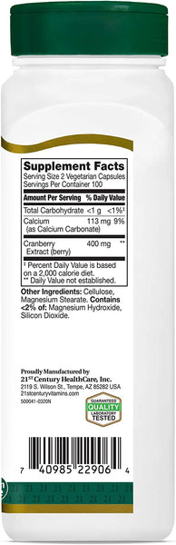 21st Century Healthcare Cranberry Extract Capsules 200 Count