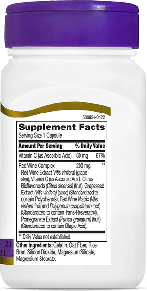 21st Century Resveratrol Red Wine Extract Capsules, 90 Count