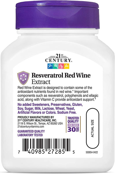 21st Century Resveratrol Red Wine Extract Capsules, 90 Count