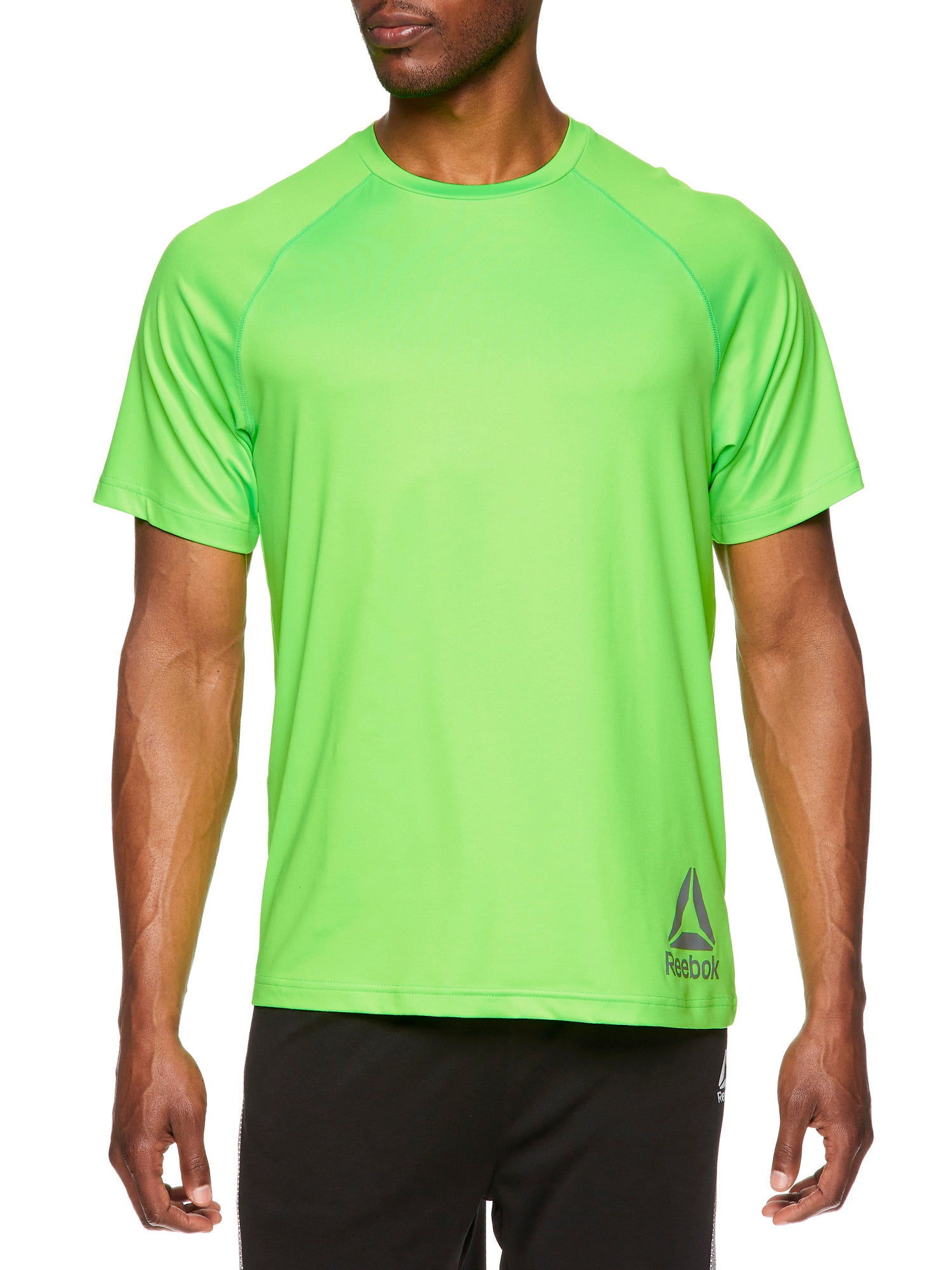 Reebok Mens T-shirt Duration Short Sleeve Performance Training Tops - Neon