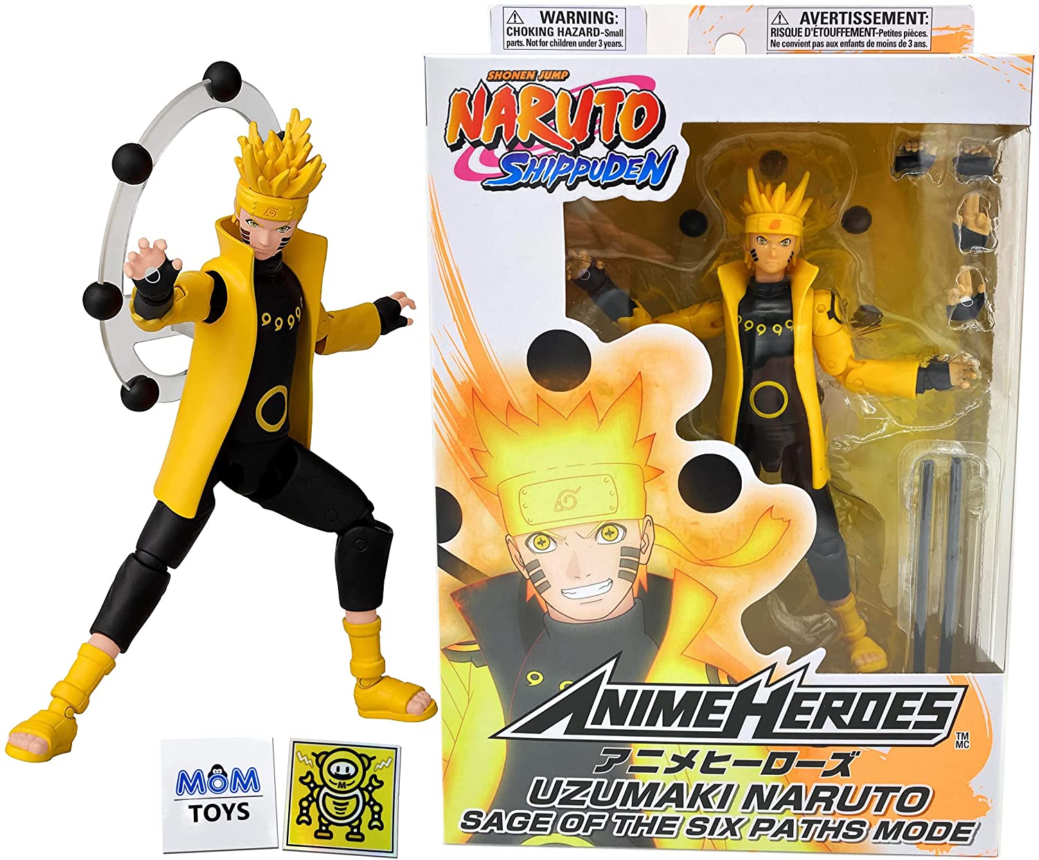 Bandai Naruto Anime Heroes Naruto Uzumaki Naruto Sage of Six Paths Toy Action Figure Toy Bundle with 2 My Outlet Mall Stickers