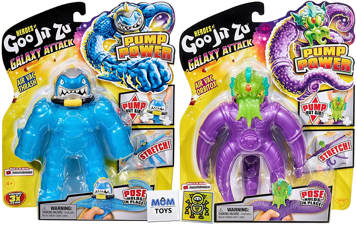 Heroes of Goo JIT Zu Air Vac Thrash and Orbitox Space Aliens Action Figure 2 Pack Toy Bundle with 2 My Outlet Mall Stickers