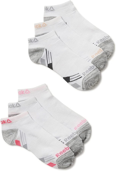 Reebok Womens Socks Performance Training Cushion Low Cut Ultralight Socks 6-Pack - White