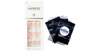 Press-on Manicure, Falling, Short, Square, 1 pack,  30 count, Kiss imPRESS, plus 3 My Outlet Mall Resealable Storage Pouches