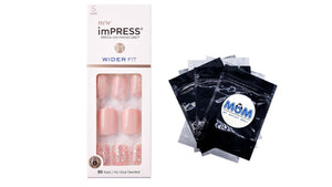 Wider Fit Press-on Nails, Just A Dream, 1 pack, 30 count, Kiss Impress, plus 3 My Outlet Mall Resealable Storage Pouches