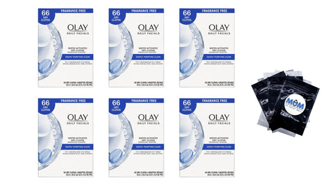 Olay Daily Deeply Purifying Cleansing Wipes Dry Cloth Face Wash and Makeup Remover Wipes,Fragrance-Free - 6 pack - 66 count - plus 3 My Outlet Mall Resealable