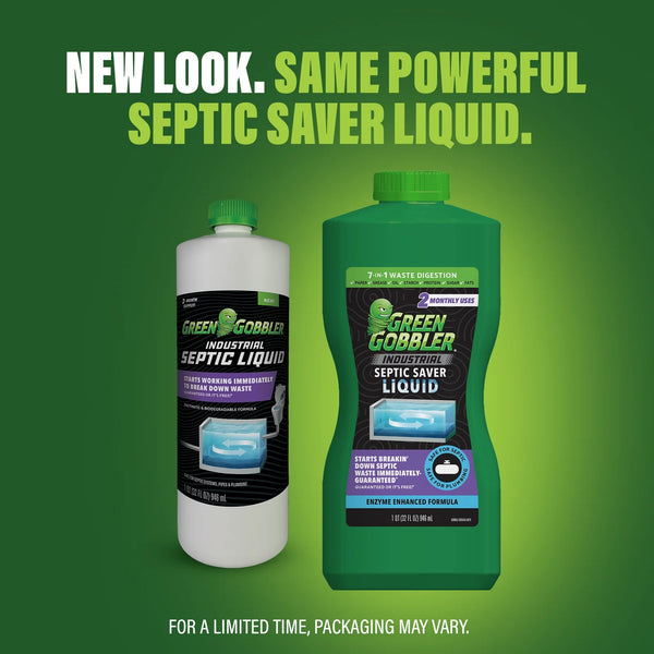 Industrial Strength Septic Tank Treatment Liquid 2 Month Supply - 2 packs - 32 fl oz per pack - plus 3 My Outlet Mall Resealable Storage Pouches