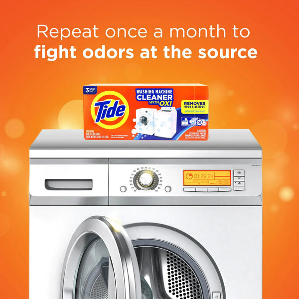 Washing Machine Cleaner with Oxi Powder, Odor Eliminator and Washer Residue Remover- 2 packs - 4 count per pack - plus 3 My Outlet Mall Resealable Storage Pouches