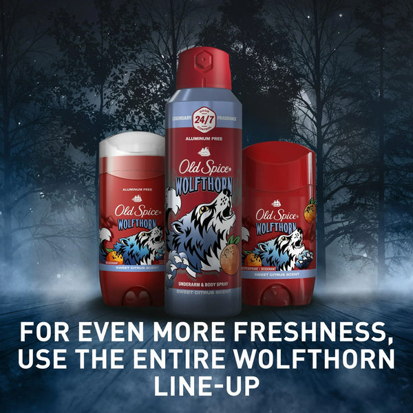Old Spice Aluminum Free Men's Deodorant, Invisible Solid Stick, Wolfthorn, Sweet Citrus Scent - 1 pack - 3.8 oz per pack - plus 3 My Outlet Mall Resealable Storage Pouches