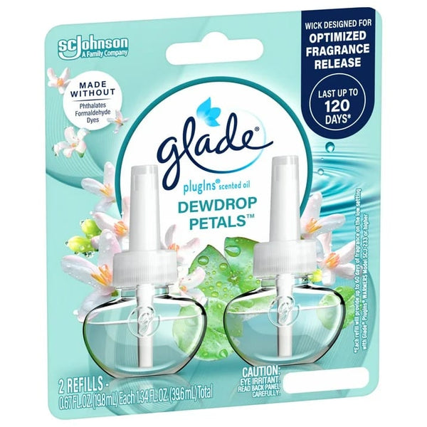 PlugIns Refills Air Freshener, Dewdrop Petals, 2 Refills - 1 pack - plus 3 My Outlet Mall Resealable Storage Pouches