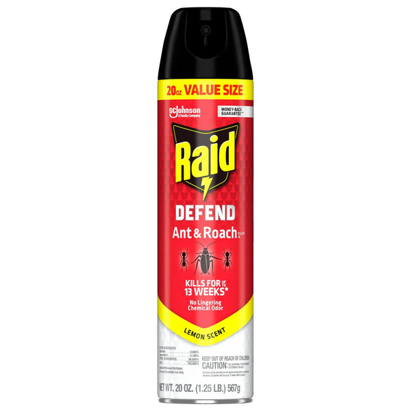 Defend Ant & Roach Killer, Indoor Insecticide, Residual Killing Power, Lemon Scent - 2 packs - 20 oz per pack - plus 3 My Outlet Mall Resealable Storage Pouches