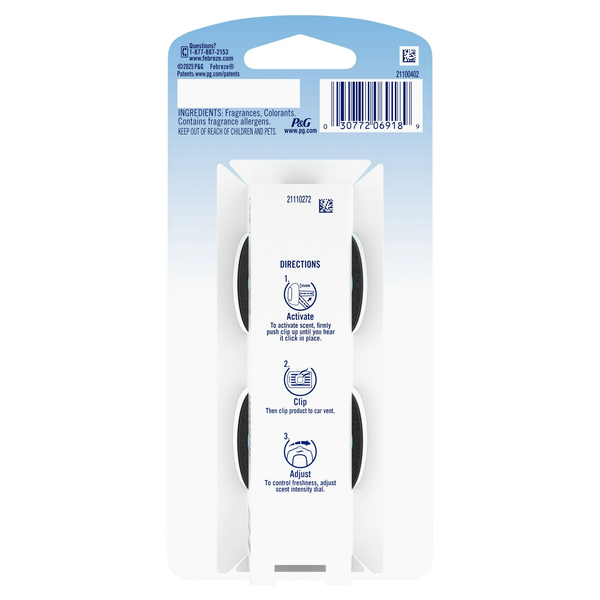 Car Air Freshener, Odor-Fighting Car Vent Clip, Ocean Breeze - 1 pack - 2 count per pack  plus 3 My Outlet Mall Resealable Storage Pouches
