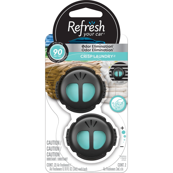 Mini Diffuser Car Air Fresheners, Crisp Laundry Scent - 1 pack - 2 count per pack plus 3 My Outlet Mall Resealable Storage Pouches