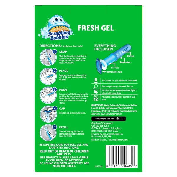 Fresh Gel Toilet Cleaning Stamp, Rain shower, Dispenser with 4 Refills - 2 packs - plus 3 My Outlet Mall Resealable Storage Pouches
