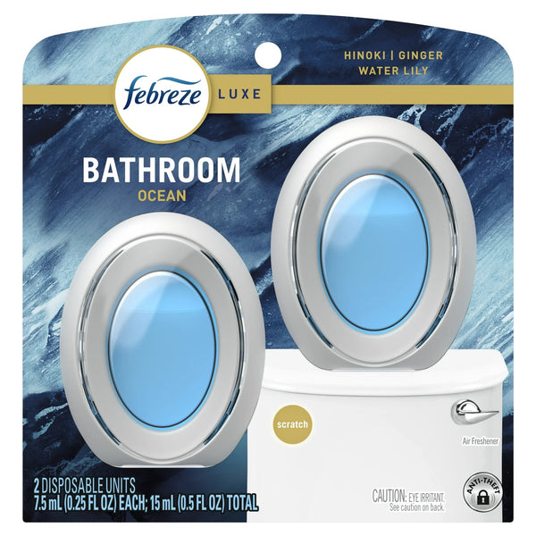 Bathroom Air Freshener, Small Spaces Odor-Fighting, Ocean, 2 Count - 2 packs - plus 3 My Outlet Mall Resealable Storage Pouches