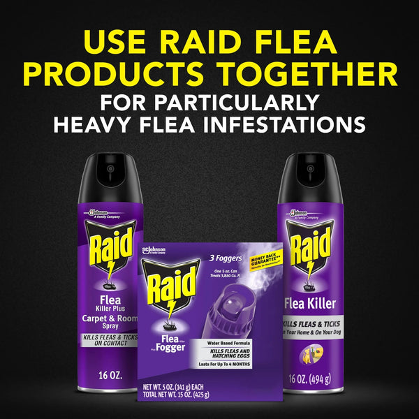 Flea Killer Plus Carpet & Room Spray, Bug Spray Kills Fleas & Flea Eggs - 3 packs - 16 oz per pack - plus 3 My Outlet Mall Resealable Storage Pouches