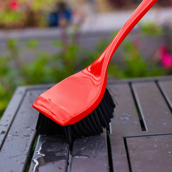 Long Handle Utility Scrub Brush Red Black Polypropylene Handle 3.75 in. Width - 1 pack - plus 3 My Outlet Mall Resealable Storage Pouches