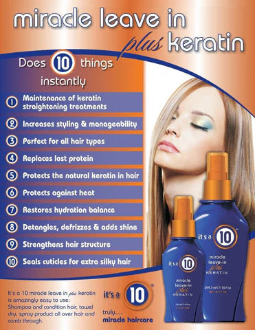 Miracle Leave-In Conditioner Plus Keratin - 1 pack - 4 oz per pack - plus 3 My Outlet Mall Resealable Storage Pouches