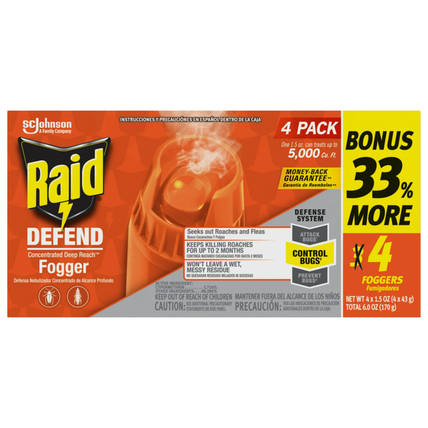 Concentrated Deep Reach Pest Insect Killer & Roach Fogger -  2 packs -4 cans per pack plus 3 My Outlet Mall Resealable Storage Pouches