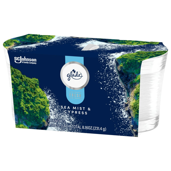 Sea Mist & Cypress, Fresh Collection Candles, 2 Candles - 1 pack - plus 3 My Outlet Mall Resealable Storage Pouches