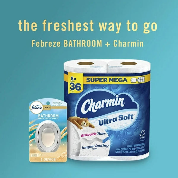 Bathroom Air Freshener, Small Spaces Odor-Fighting, Warm Ocean Breeze - 1 pack - plus 3 My Outlet Mall Resealable Storage Pouches