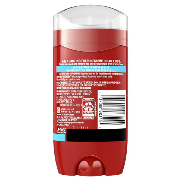 Old Spice Aluminum Free Deodorant for Men, Stick, Krakengard, Deep Ocean Scent - 1 pack - 3 oz per pack - plus 3 My Outlet Mall Resealable Storage Pouches