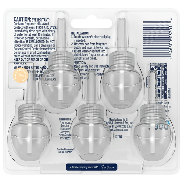 PlugIns Air Freshener Refills, Mothers Day Gifts, Coastal Sunshine Citrus, Infused with Essential Oils, 0.67 oz - 1 pack - 5 Count  per pack - plus 3 My Outlet Mall Resealable Storage Pouches