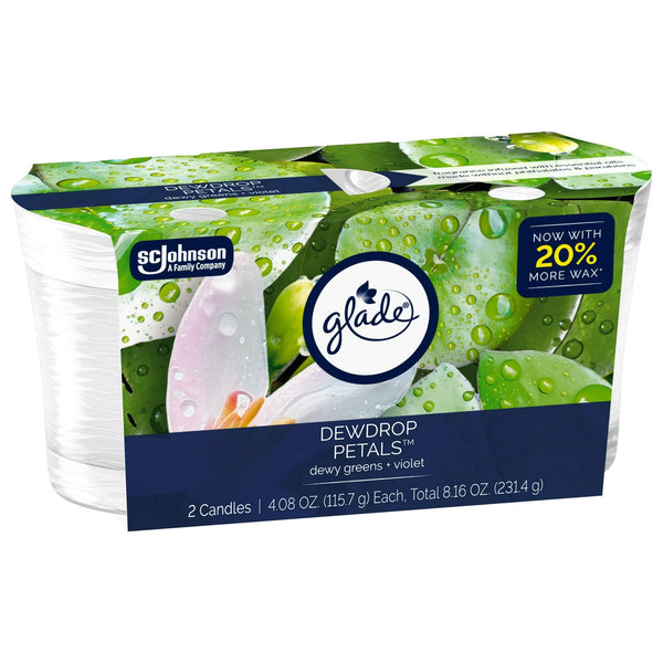 Single Wick Candle, Dewdrop Petals, 2 Candles - 1 pack - plus 3 My Outlet Mall Resealable Storage Pouches
