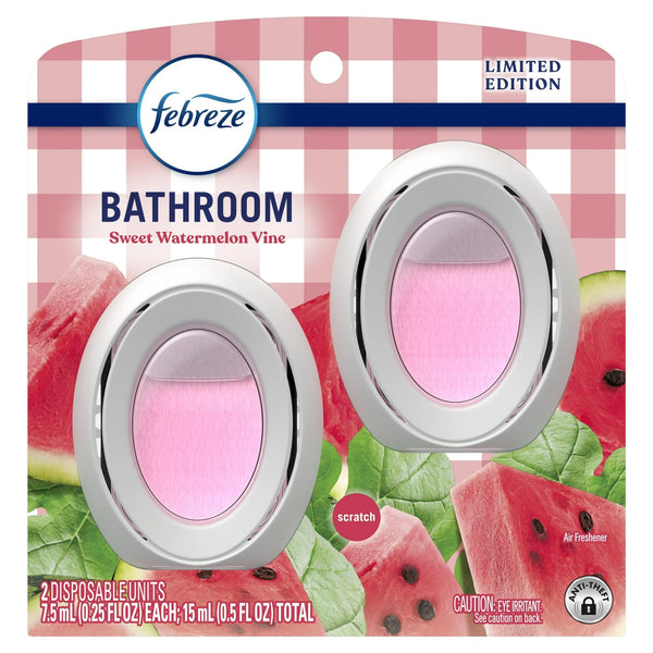 Bathroom Air Freshener, Small Spaces Odor-Fighting, Watermelon Scent, 2 Count - 1 pack - plus 3 My Outlet Mall Resealable Storage Pouches