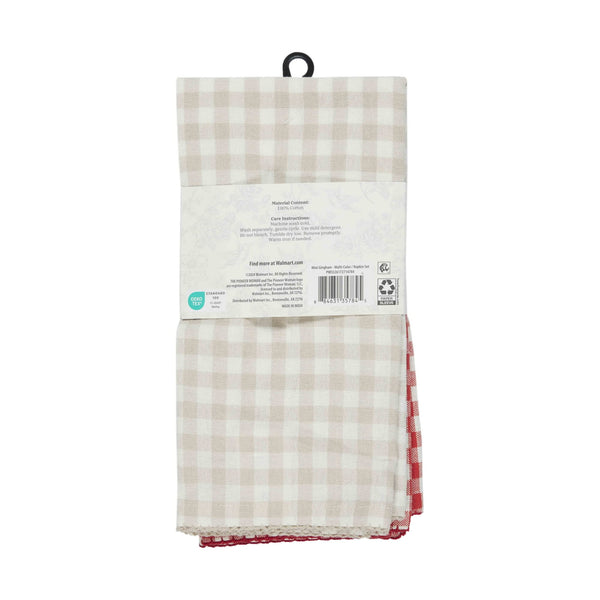 100% Cotton Fabric Napkin Set, Multicolor Gingham, 20" W x 20" L - 1 pack - 4 Count per pack - plus 3 My Outlet Mall Resealable Storage Pouches