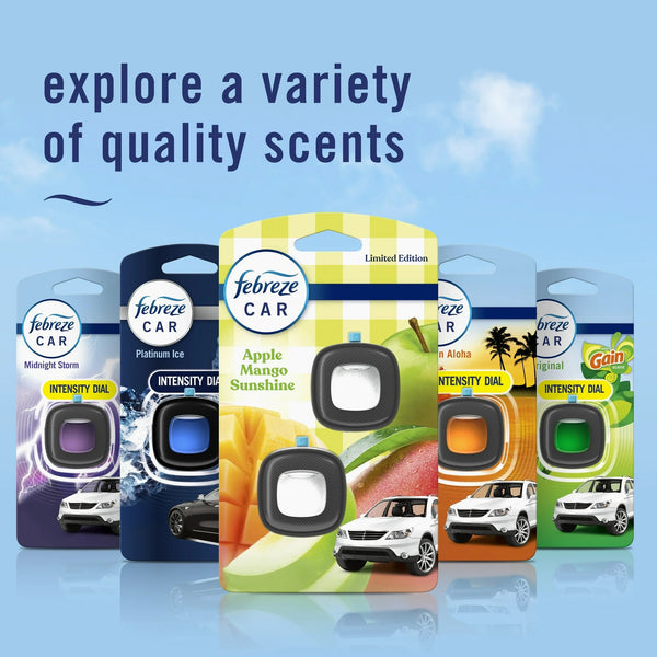 Car Air Freshener, Odor-Fighting Car Vent Clip, Apple Mango Sunshine, 2 Count - 1 pack - plus 3 My Outlet Mall Resealable Storage Pouches