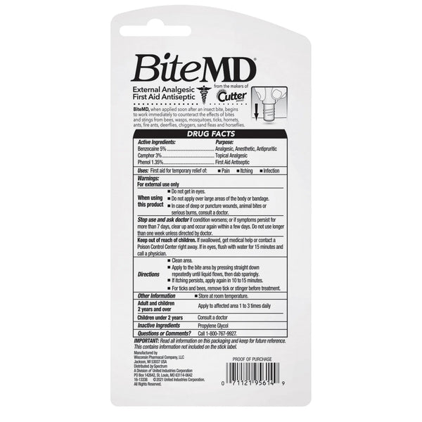 Bite MD Insect Bite Relief Stick, Analgesic and Antiseptic - 1 pack - 0.5 oz per pack - plus 3 My Outlet Mall Resealable Storage Pouches
