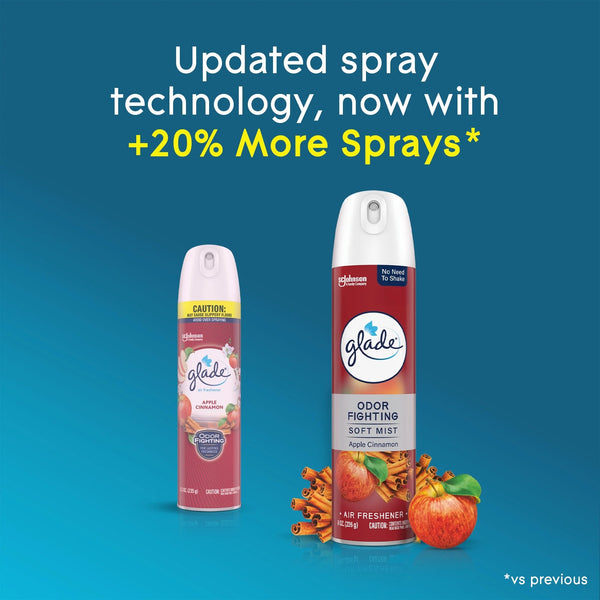 Aerosol Spray, Air Freshener Apple Cinnamon Scent, Fragrance Infused with Essential Oils, Invigorating and Refreshing, with 100% Natural Propellent - 1 pack - 8.0 oz per pack - plus 3 My Outlet Mall Resealable Storage Pouches