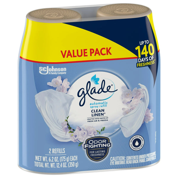 Automatic Spray Refills, Air Freshener, Infused with Essential Oils, Clean Linen - 2 packs - 2 count per pack - plus 3 My Outlet Mall Resealable Storage Pouches