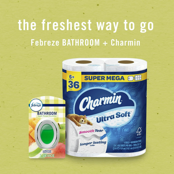 Bathroom Air Freshener, Small Spaces Odor-Fighting, Apple Mango Sunshine, 2 Count - 2 packs - plus 3 My Outlet Mall Resealable Storage Pouches