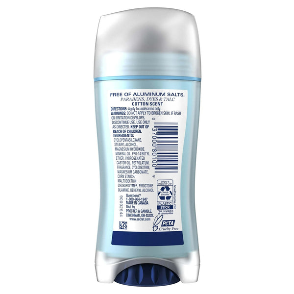 Aluminum Free Women's Deodorant Solid, Cotton - 1 pack - 2.4 oz per pack - plus 3 My Outlet Mall Resealable Storage Pouches