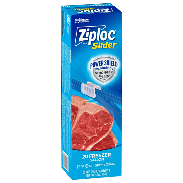Brand Slider Freezer Bags with Power Shield Technology, Gallon - 1 pack - 20 Count - plus 3 My Outlet Mall Resealable Storage Pouches