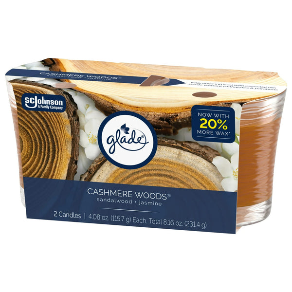 Single Wick Candles, Cashmere Woods, 2 Candles - 3 packs - plus 3 My Outlet Mall Resealable Storage Pouches