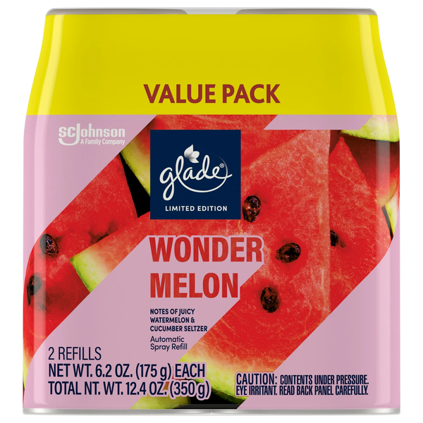 Automatic Spray Refill, Air Freshener, Infused with Essential Oils, Wonder Melon, 6.2 oz - 1 pack - 2 Count per pack - plus 3 My Outlet Mall Resealable Storage Pouches