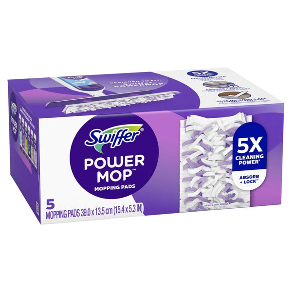 PowerMop Multi-Surface Mopping Pad Refills for Floor Cleaning - 2 packs - 5 count per pack - plus 3 My Outlet Mall Resealable Storage Pouches