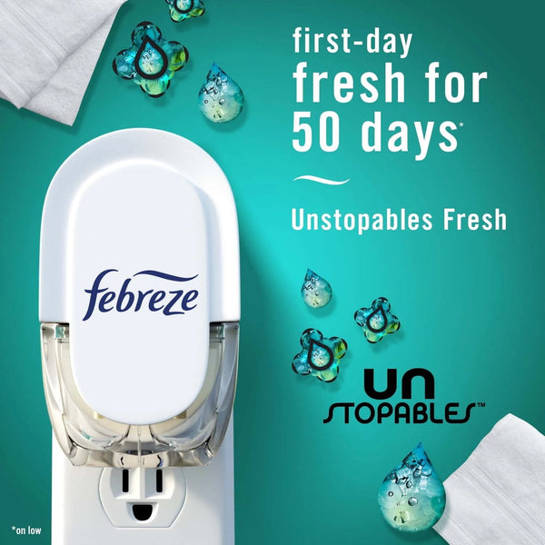 Unstopables Plug Refill Odor-Fighting Air Freshener Fresh Scent - 1 pack - 2 count per pack - plus 3 My Outlet Mall Resealable Storage Pouches