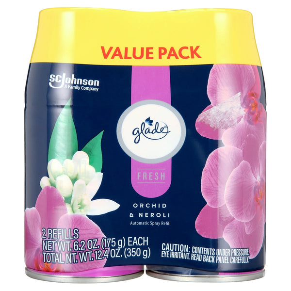 Automatic Spray Refill, Air Freshener, Infused with Essential Oils, Orchid & Neroli - 2 packs - 2 count per pack - plus 3 My Outlet Mall Resealable Storage Pouches