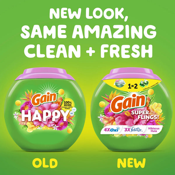 Super-Sized Flings Laundry Detergent Packs, Hibiscus Hula Scent- 2 pack - 18 countper pack - plus 3 My Outlet Mall Resealable Storage Pouches
