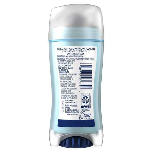 Aluminum Free Women's Deodorant Solid, White Peach - 1 pack - 2.4 oz per pack - plus 3 My Outlet Mall Resealable Storage Pouches