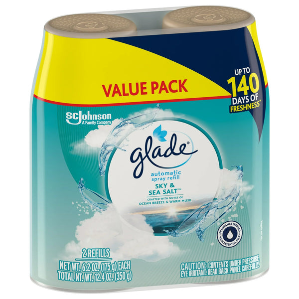 Automatic Spray Refills, Air Freshener, Infused with Essential Oils, Sky & Sea Salt - 3 packs - 2 count per pack - plus 3 My Outlet Mall Resealable Storage Pouches
