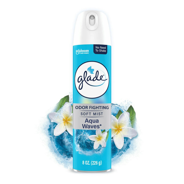 Freshener Spray, Aqua Waves Scent, Fragrance Infused with Essential Oils - 3 packs - 8.0 oz per pack - plus 3 My Outlet Mall Resealable Storage Pouches