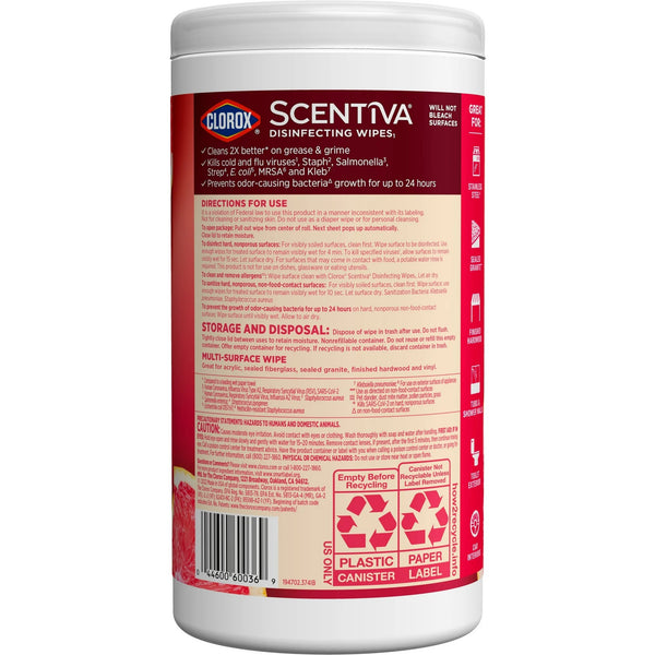 Scentiva Bleach-Free Cleaning Wipes, Grapefruit & Orange Blossom - 2 packs - 75 count per pack - plus 3 My Outlet Mall Resealable Storage Pouches