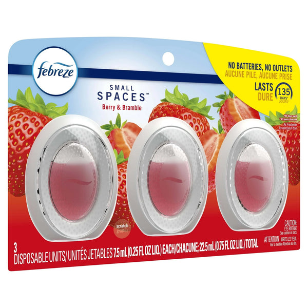 Bathroom Air Freshener, Small Spaces Odor-Fighting, Berry & Bramble, 3 Count - 1 pack - plus 3 My Outlet Mall Resealable Storage Pouches